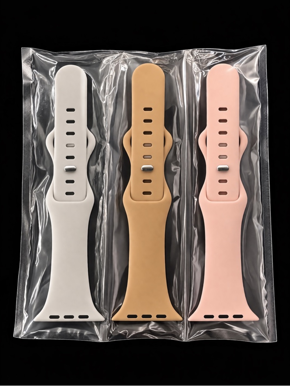 Silicone For Apple Watch, Band Replacement - White, Tan, Pink, Size in photo!